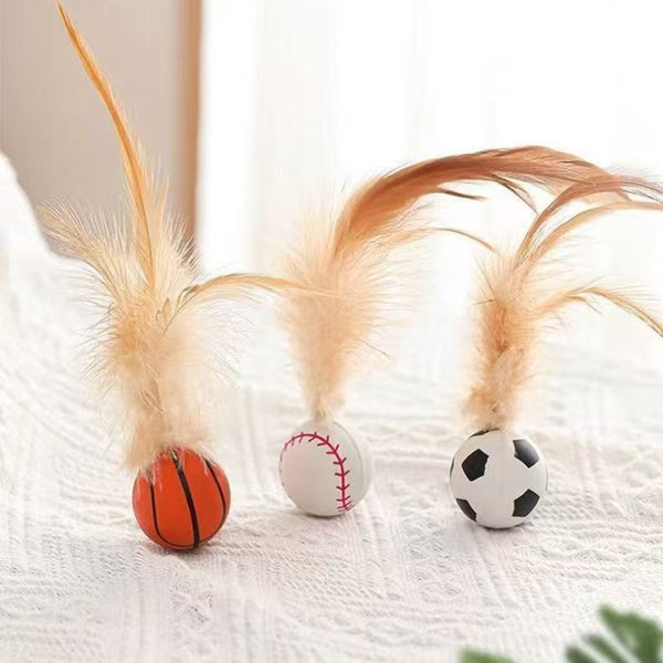 Cat Toys, Self-entertainment Balls, Feather Bouncy Balls, Cat Toys, Cat Self-entertainment And Boredom Relief, Dog Interactive Toys, Pet Supplies